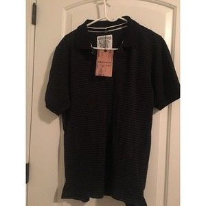 Akademiks Men's Striped Casual Short Sleeve Polo Shirt Golf Size Large